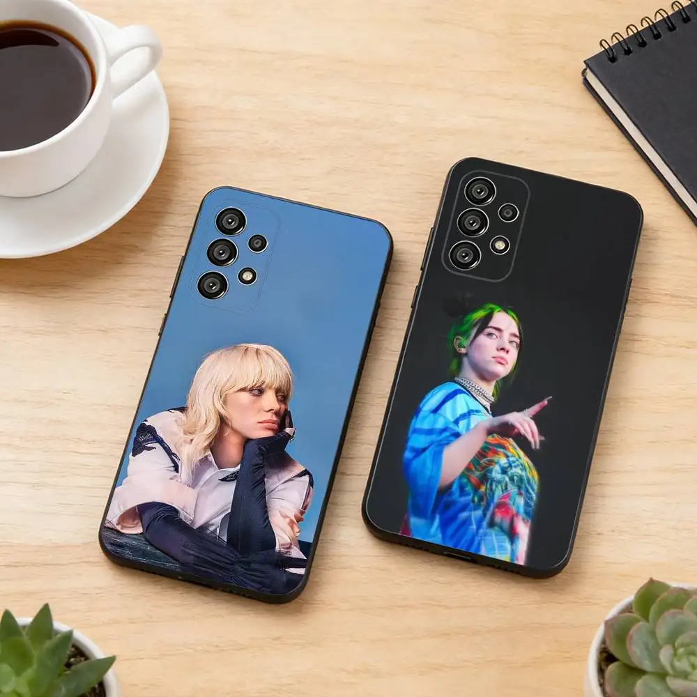 Cute Singer Billie Eilish Phone Case For Samsung S25,S24,S21,S22,S23,S30,Ultra,S20,Plus,Fe,Soft Silicone Black Cover