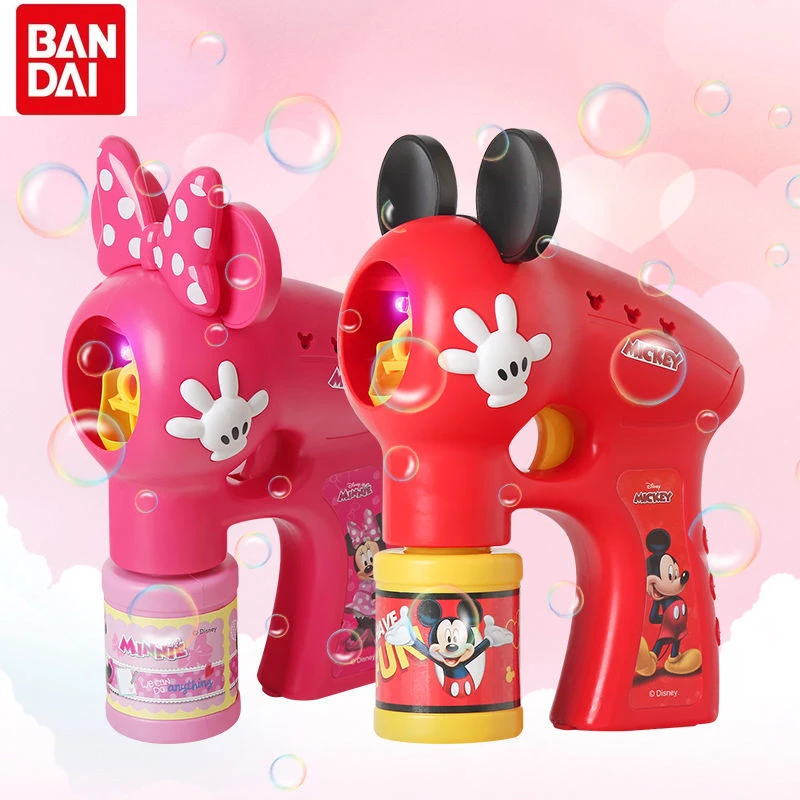 

Bandai Disney, новинка 2022, Микки и Минни, электрическая машинка для пузырей, Мультяшные милые детские игрушки, машинка для пузырей