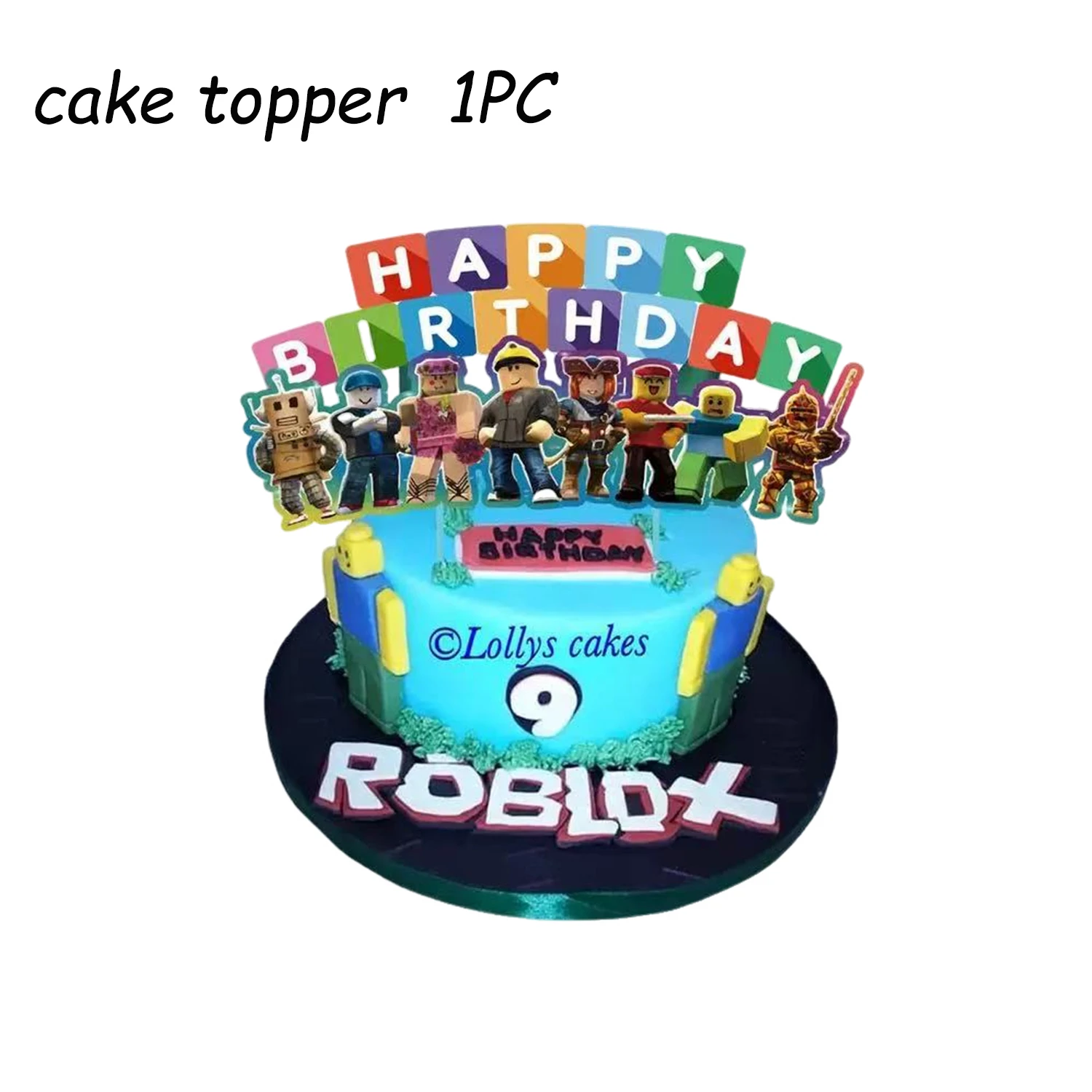 Roblox حفلة عيد ميلاد كعكة توبر كب كيك توبر مجموعات استحمام الطفل للأطفال حفلة عيد ميلاد زينة لوازم الهدايا #2