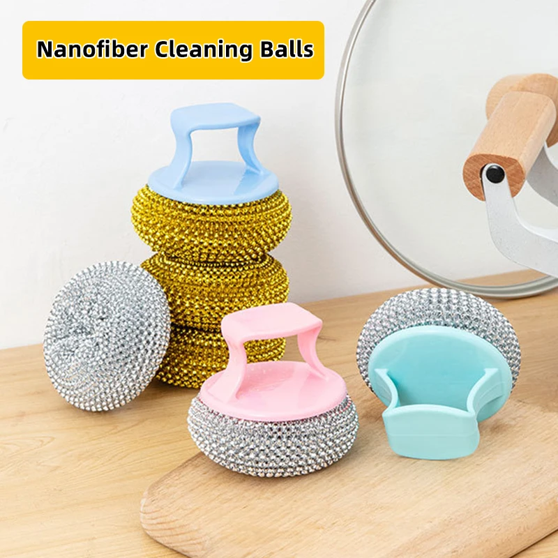 

Obelix Color Nano Fiber Cleaning Ball Kitchen Cleaning Brush Washing Pot Artifact Dishwashing Brush Pot Brush Fiber Steel Balls