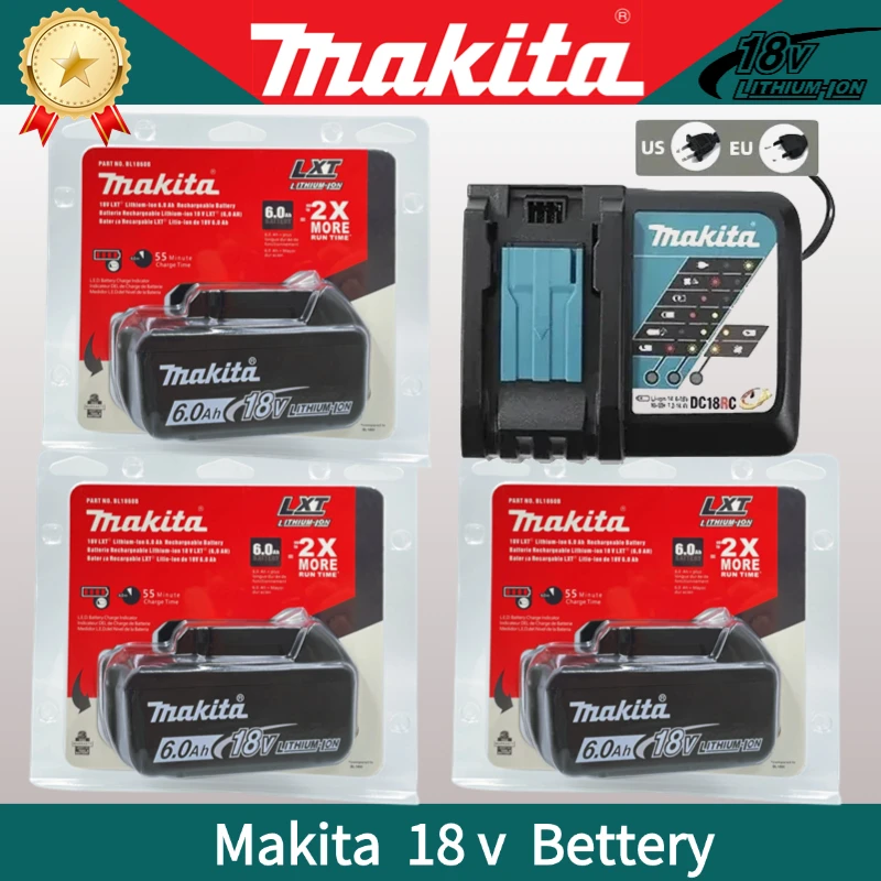 Original For Makita 18v 6Ah With Charger Rechargeable Lithium Ion BL1850  Makita 18 v Battery BL1830BL1840 Power Tool Battery