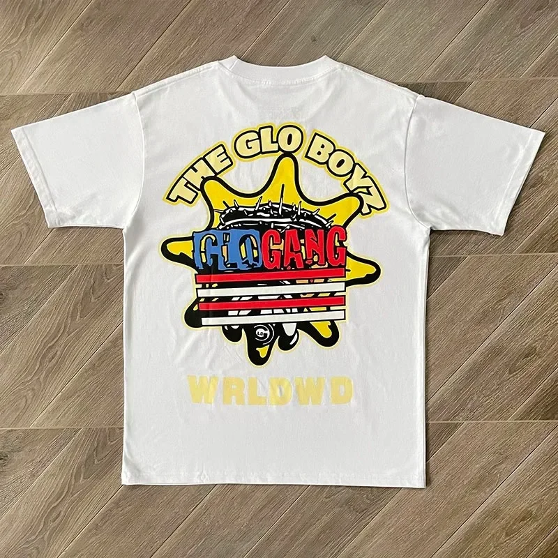 High-quality Summer Short-sleeved Men's Glo Gang Boyz Worldwide Tee Drinks Cartoon Men's Women's Cotton Short-sleeved T-shirts