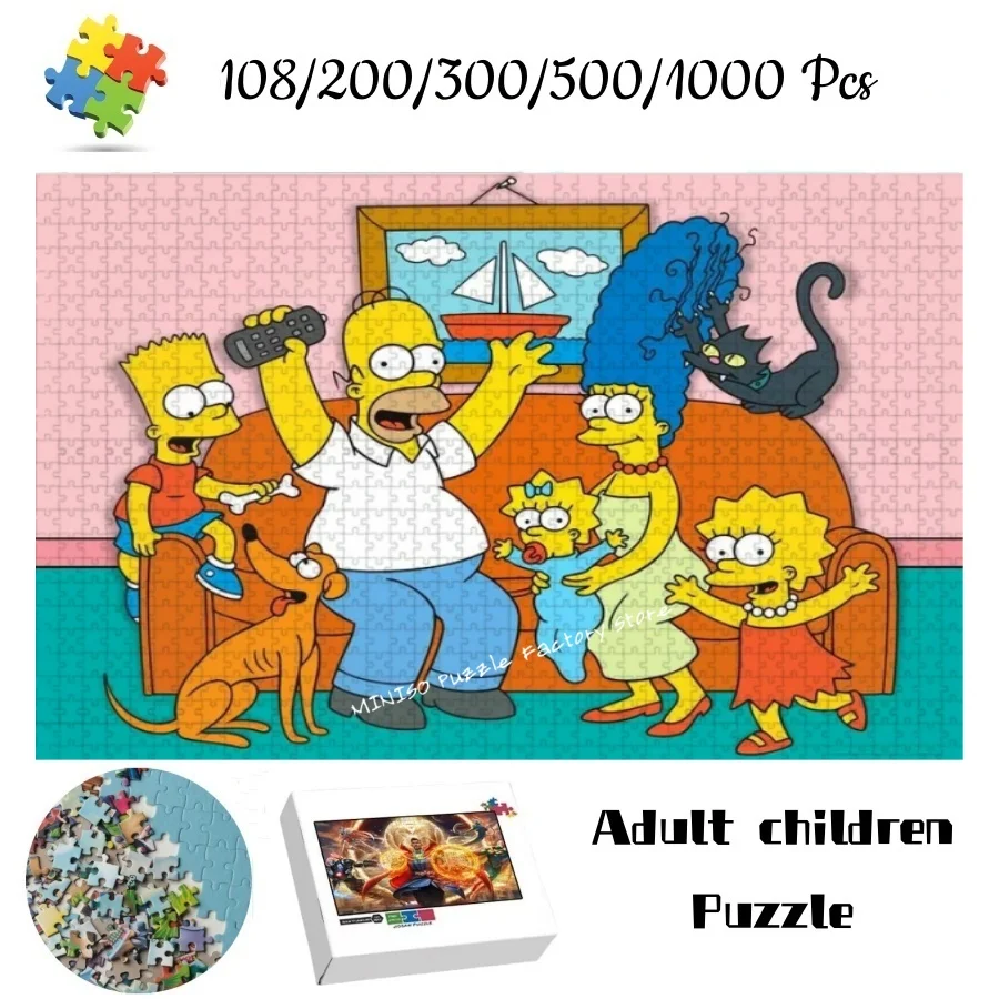 

Puzzle The Simpsons Family Portraits Tangram Game for Children Multiple Size 108/200/300/500/1000 Pieces Jigsaw Wooden Puzzles