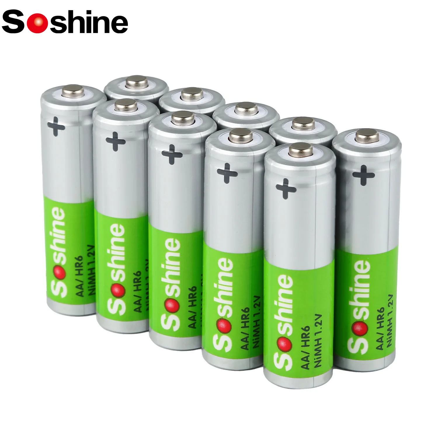 Soshine 10PC 1.2V 1000mAh NIMH 2A Rechargeable Battery NIMH AA Low Self Discharge Batteries for Portable Video Game Flashlight