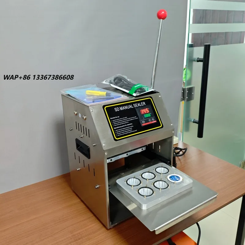 6 Holes Heat Sealing Machine for Kcup and Coffee Capsule Cups Rectangle Aluminum Foil Container Sealer