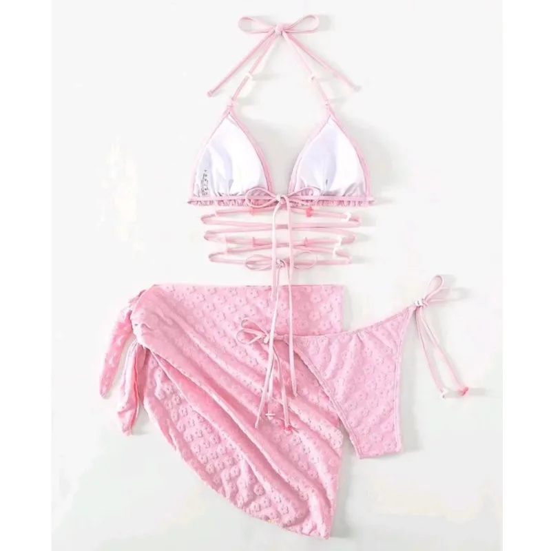 Bikini rosa con Push-Up para mujer, traje de baño Sexy, ropa de playa, trajes de baño para niña, Bikini brasileño para piscina