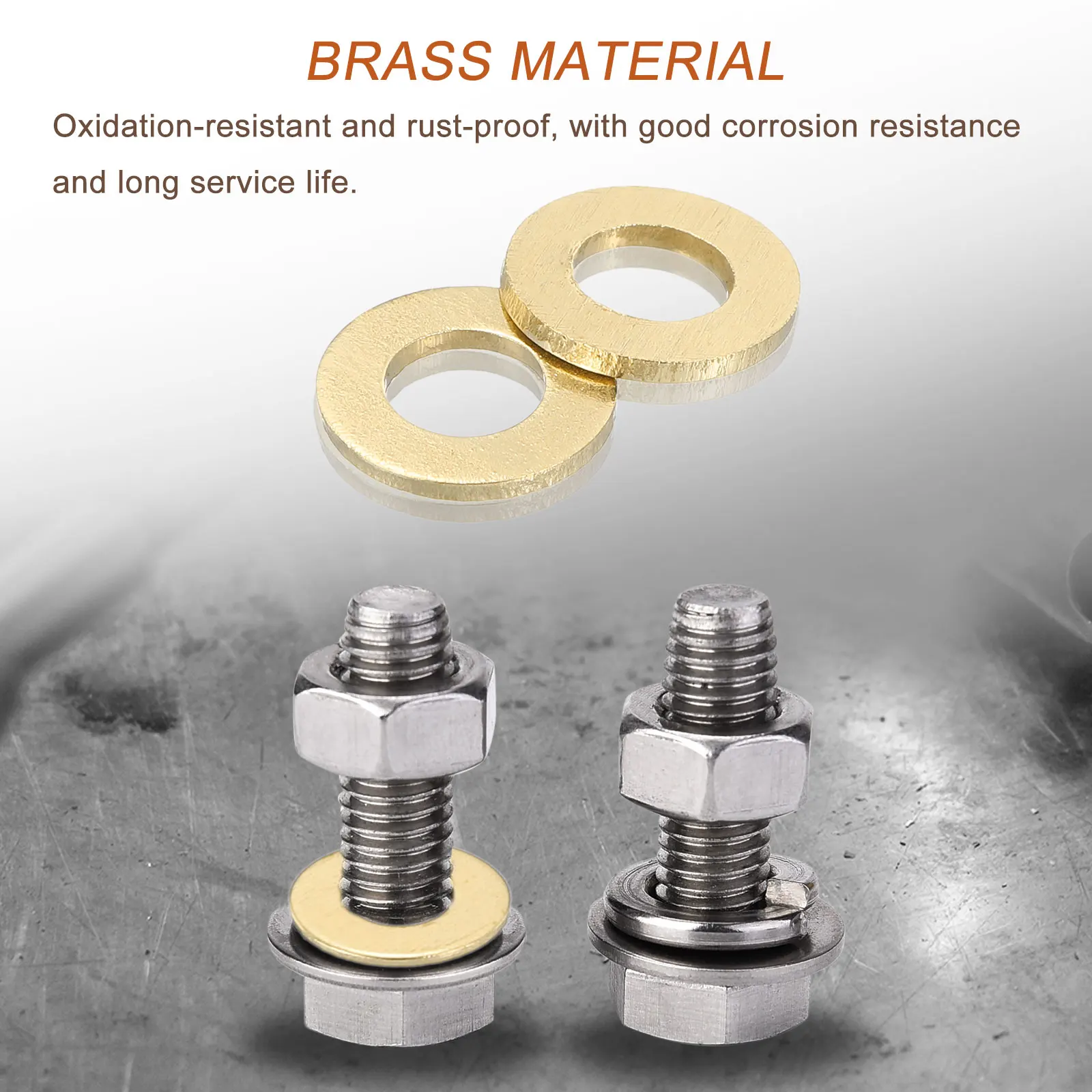 2-500Pc Brass Flat Washer Brass Ring Flat Washers Metal Sealing Gasket Ring Crush Washer for Screws Bolts Nuts Machinery Repair