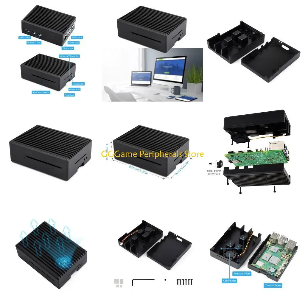 

U55B для RPI5 Алюминиевый корпус с активным охлаждающим вентилятором Защитный металлический корпус для макетной платы RPI 5