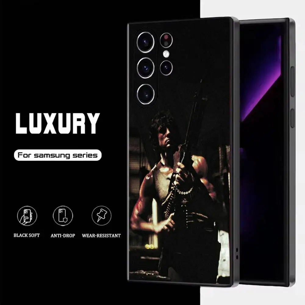 حافظة هاتف جون رامبو لهاتف سامسونج S25، S24، S23، S22، S21، S20، S10، Ultra، Plus، Lite، FE، غطاء أسود من السيليكون الناعم #4