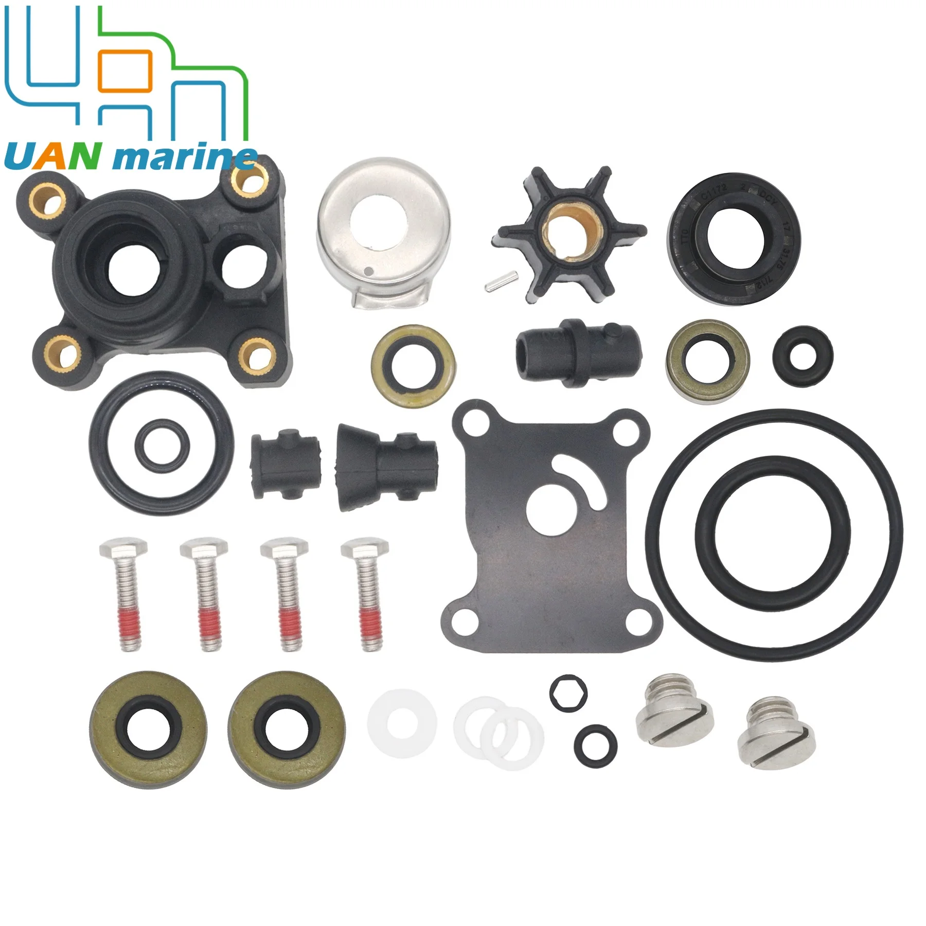 0394711 Water Pump Impeller Repair Kit with 0396350 Lower Unit Seal Kit for Johnson Evinrude Outboard 8 9.9 15 HP Motors 391388