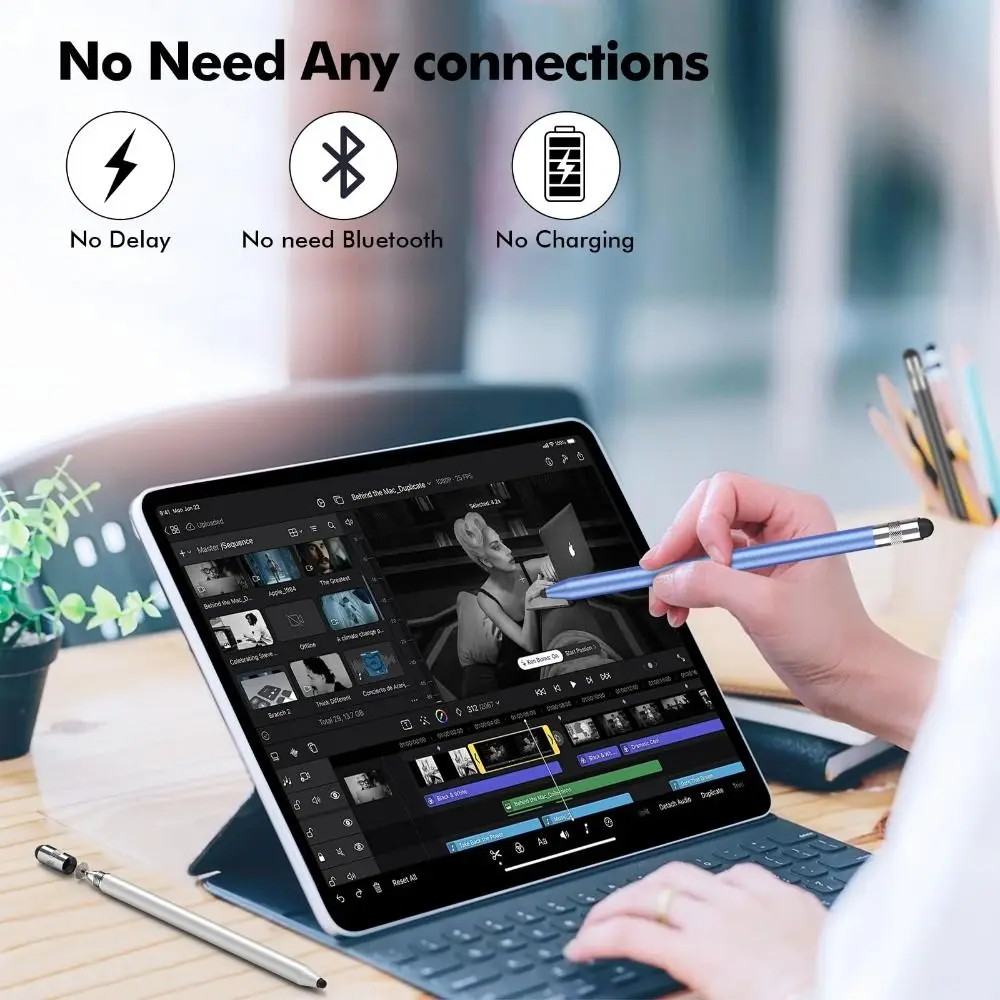 Professional 3-in-1 Stylus Pen High Sensitivity Metal Touch Screen Pen Universal No Bluetooth Capacitive Touch Pencil