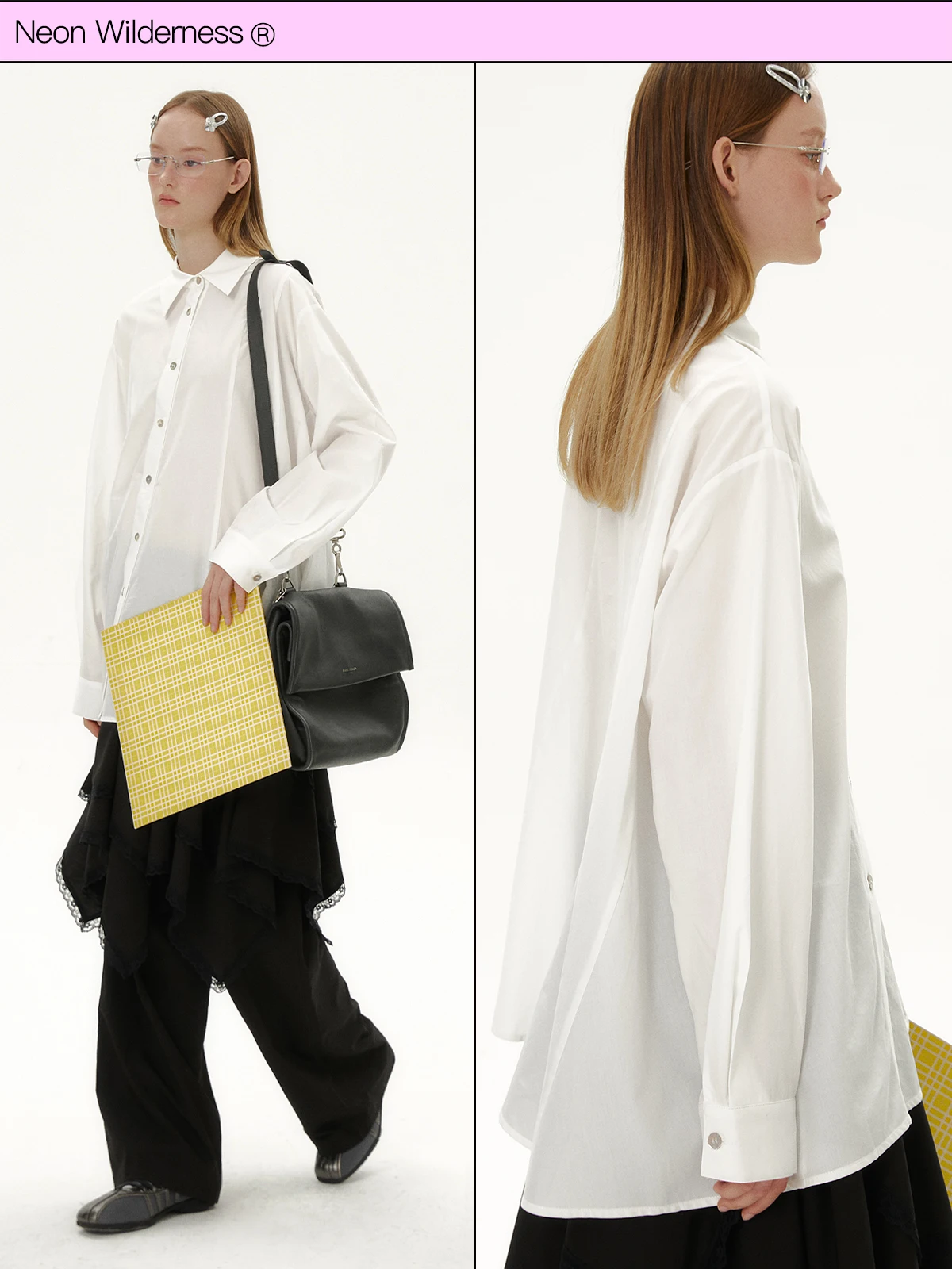 

Белая рубашка с асимметричным дизайном и неоновыми вставками, свободного кроя, с длинными рукавами, для девочек, весенняя коллекция, однотонная, на пуговицах, кардиган