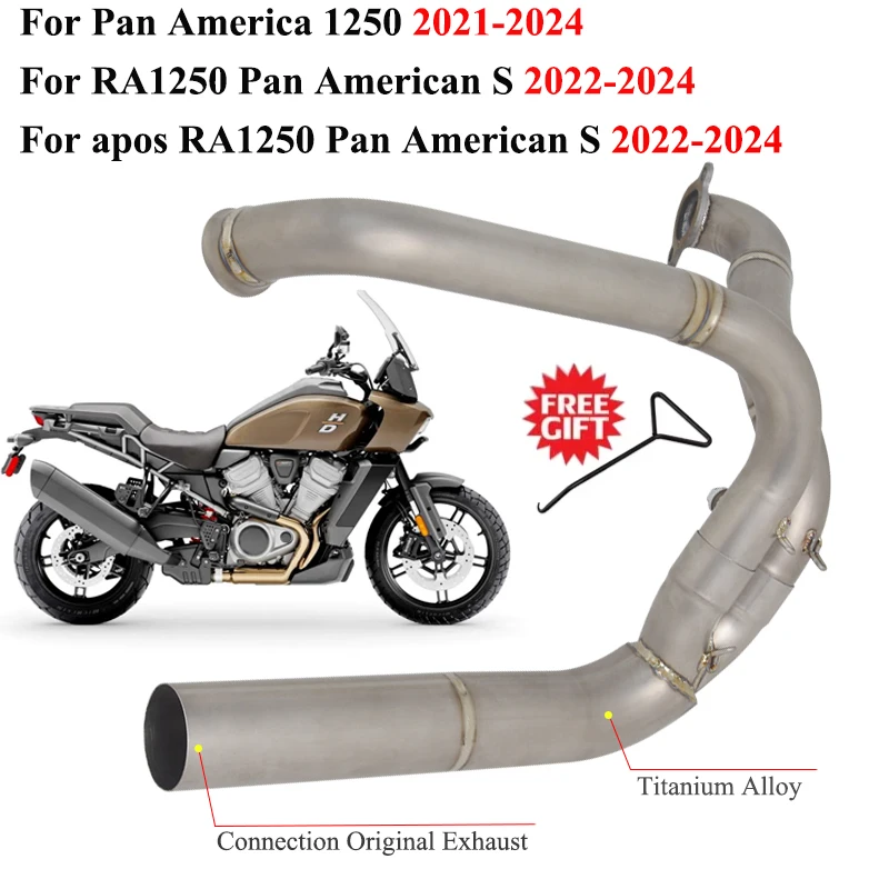 Slip On For Pan America 1250 Apos RA1250 Pan American S 2021 - 2024 Motorcycle Exhaust Titanium Alloy Escape Front Link Pipe