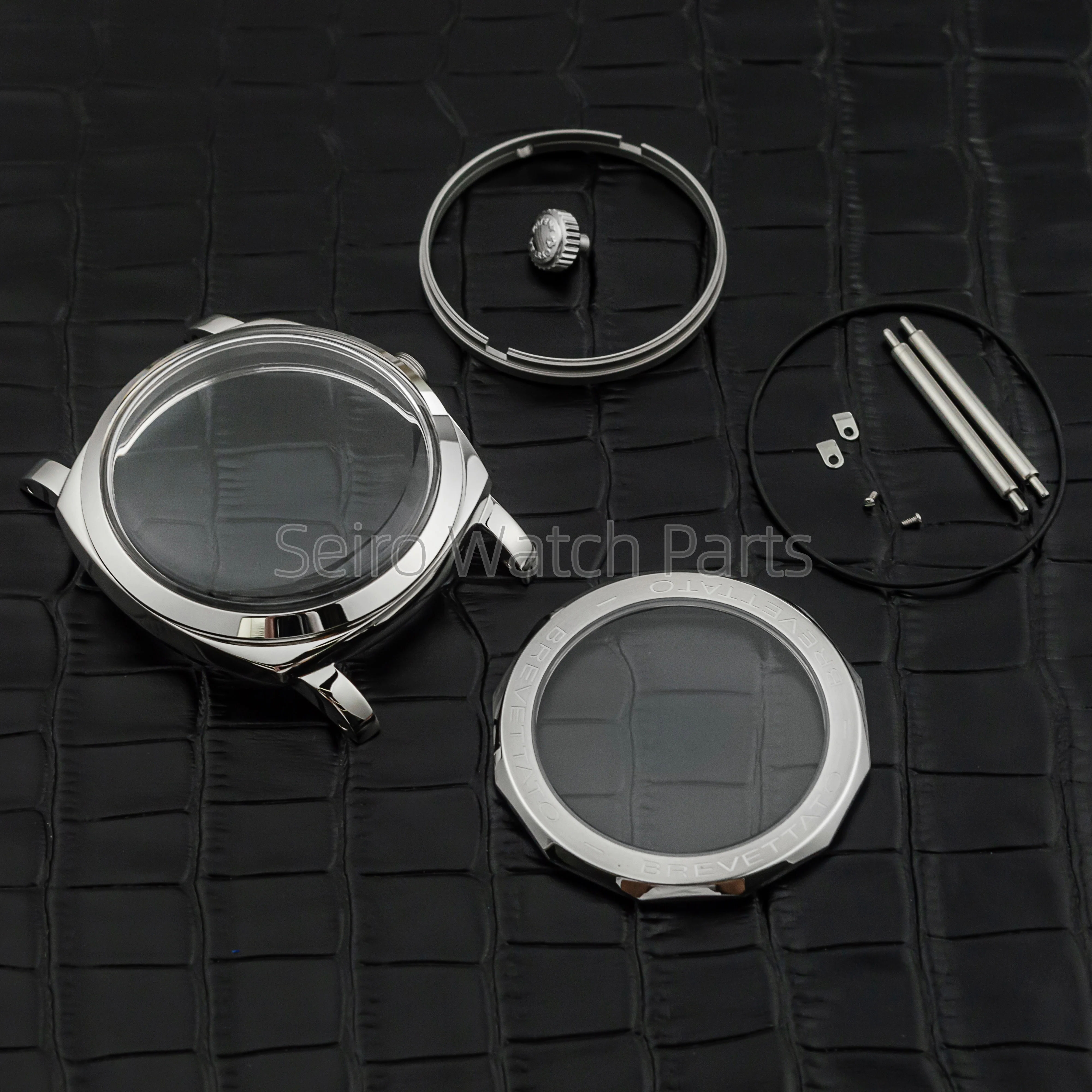 

for PAM 6154 Watch Case 47mm Vintage Case Stainless Steel Retro Men Watch Case Sapphire Glass for ETA6497/6498/ST3600 Movement