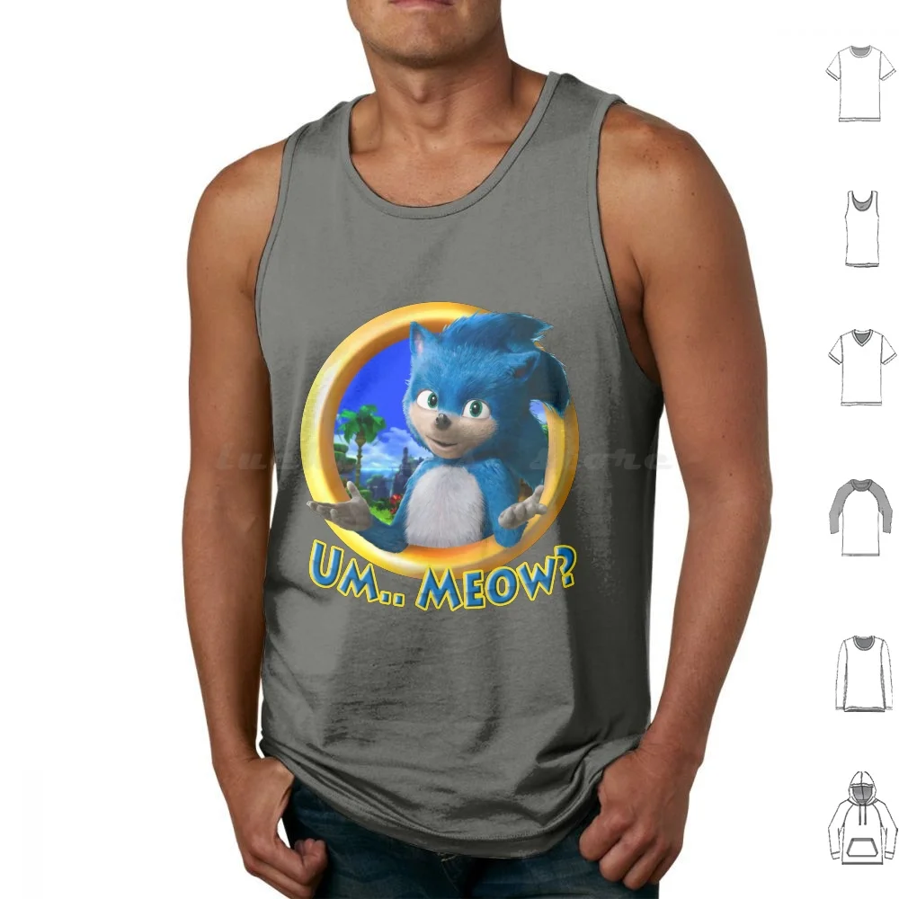 Um.. Meow! Tank Tops Print Cotton
