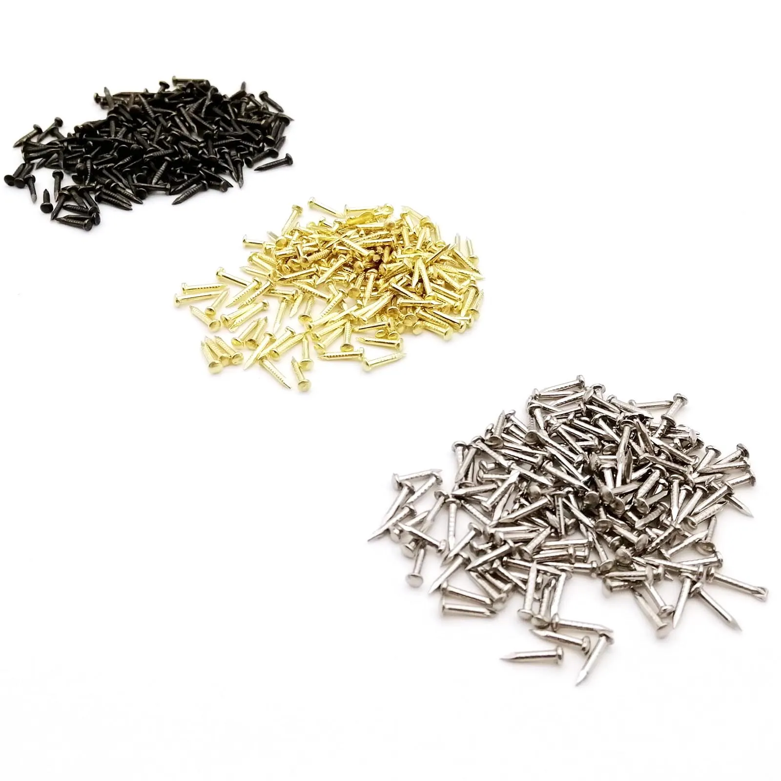200pcs Golden Silver Antique Brass Bronze Dia=1.2mm L=6mm 8mm 10mm Iron Small Mini Round Head Nail Tack for Jewelry Box Hinge