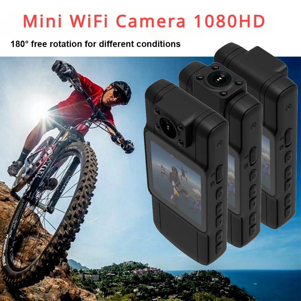 

Mini Body Camera 1080P HD WiFi Sports Camera 180 ° Rotatable Night Vision Digital Video Recorder Bodycam Police Camera