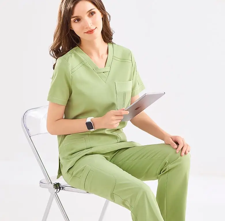 Operating Room Doctor Beauty Overalls Summer Suit Green Surgical Uniform Work Include Pants