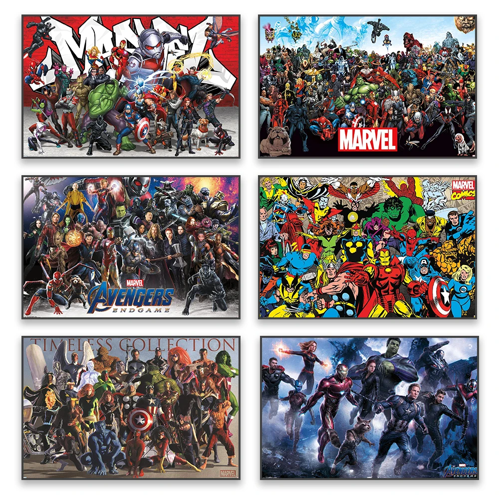 Disney Superhero Art Movie Poster Hulk Spider Man Iron Man Thor Comics Prints Film Canvas Painting Home Bedroom Wall Decor