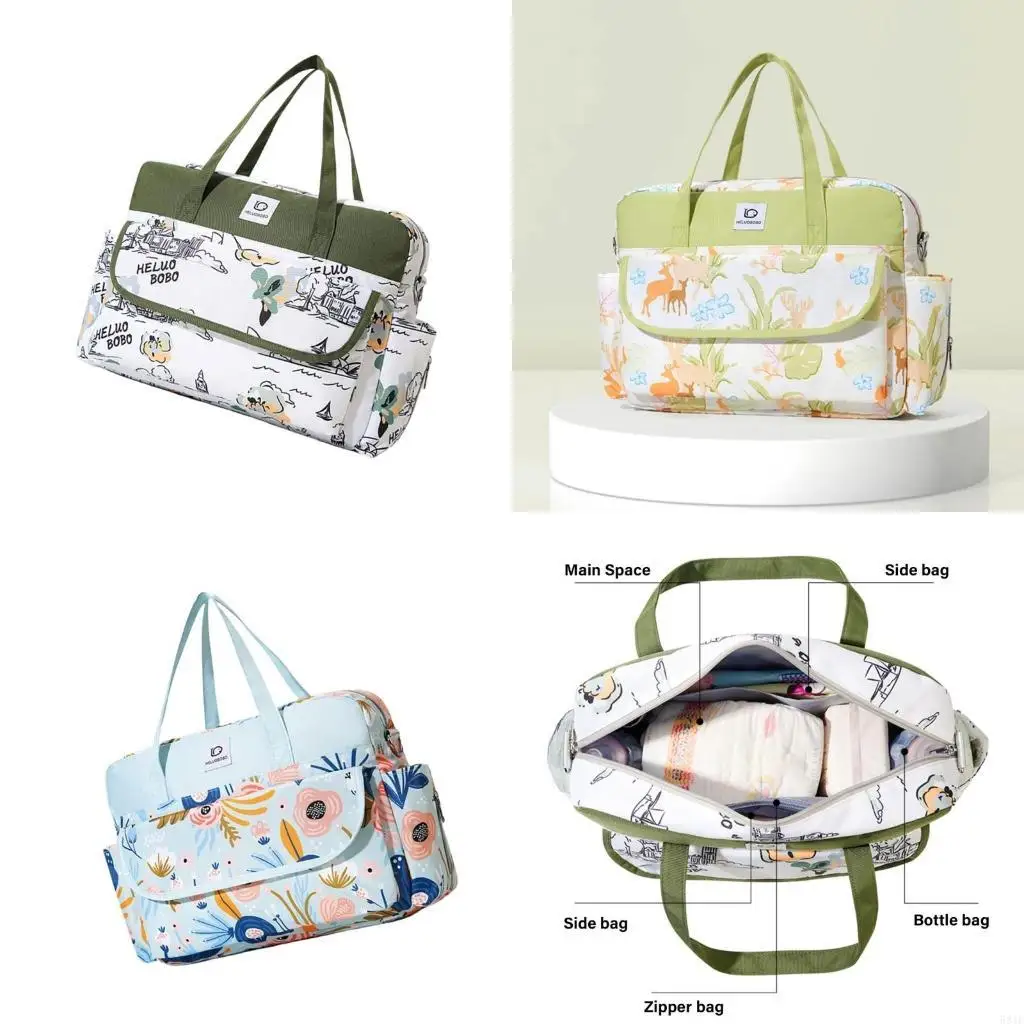 

581F Multiple Pocket Mom Bag Diaper Storage Bag for little Fashion Forward Parents