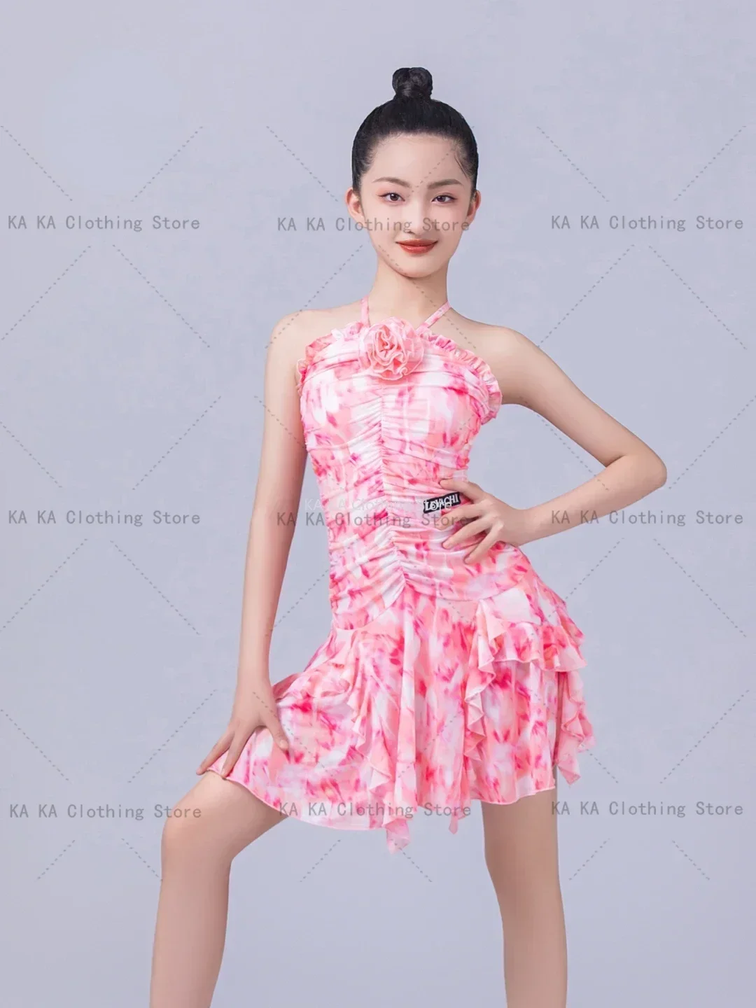 Latin Dance Dress Girls Prints Latin Dance Clothes Kids Competition Samba Cha Cha Salsa Costume Child Ballroom Tango Dresses