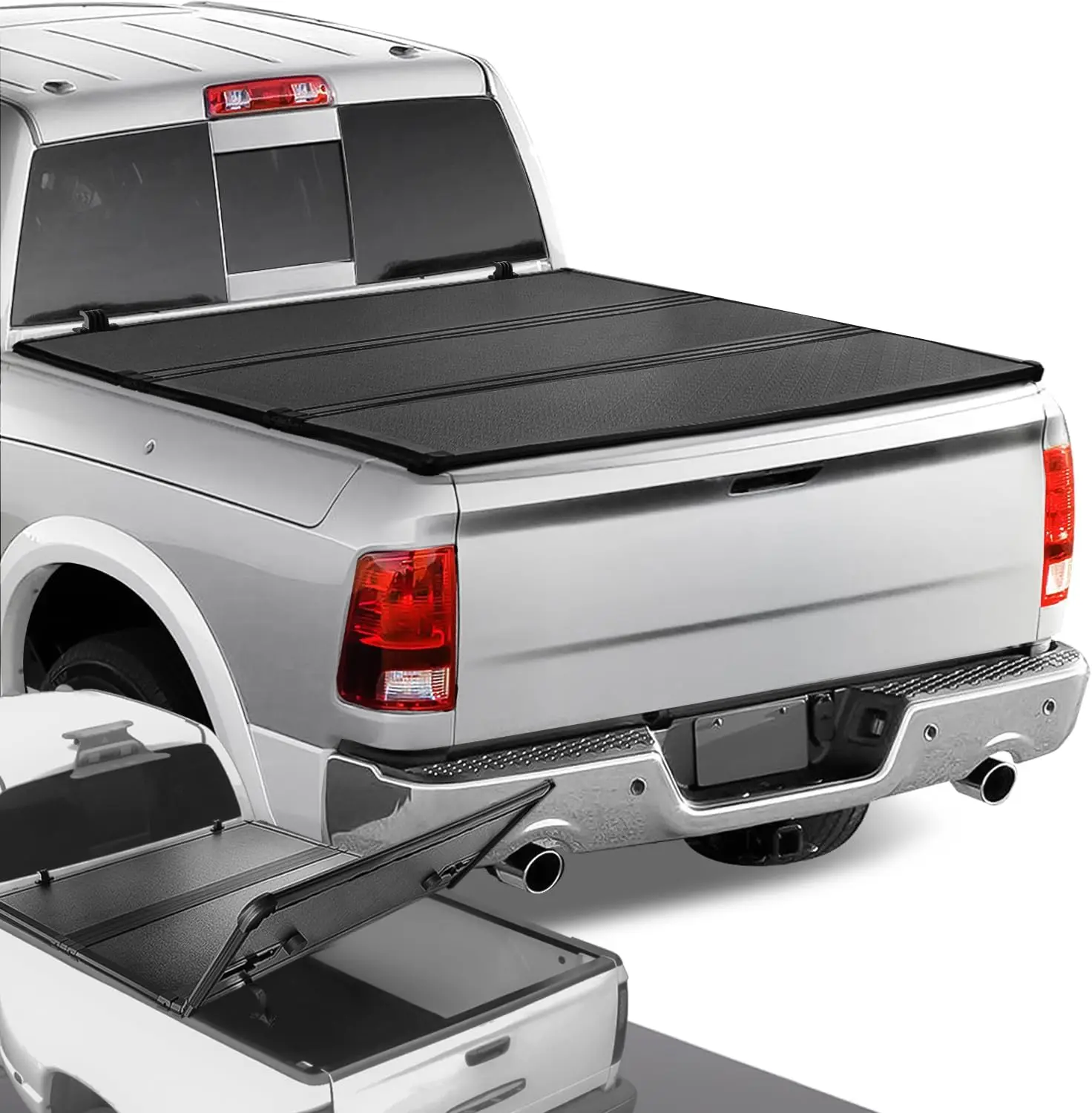 TTC-HARD-018 Truck Bed Top Hard Solid Tri-Fold Tonneau Cover Compatible with 09-18 Ram 5.7Ft Fleetside Short Bed