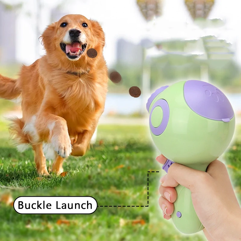 LMZOE Food Dispenser for Pets Dog Cat Treat Launcher with Laser Feeding Interactive Puppy Dogs Shooter Snacks Feeder Training