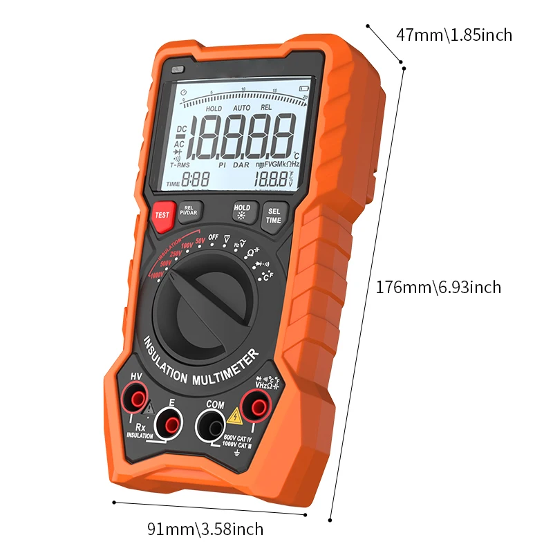 High-precision 19999 counting hand-held multimeters and megohms for measuring voltage, current, resistance, and capacitance