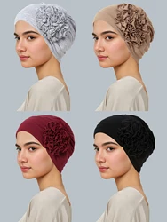 Women's Muslim Hijab Cancer Chemo Caps Flower Turban Cap Hair Loss Headscarf Elastic Trendy Ladies Hijabs Bonnet Headwear