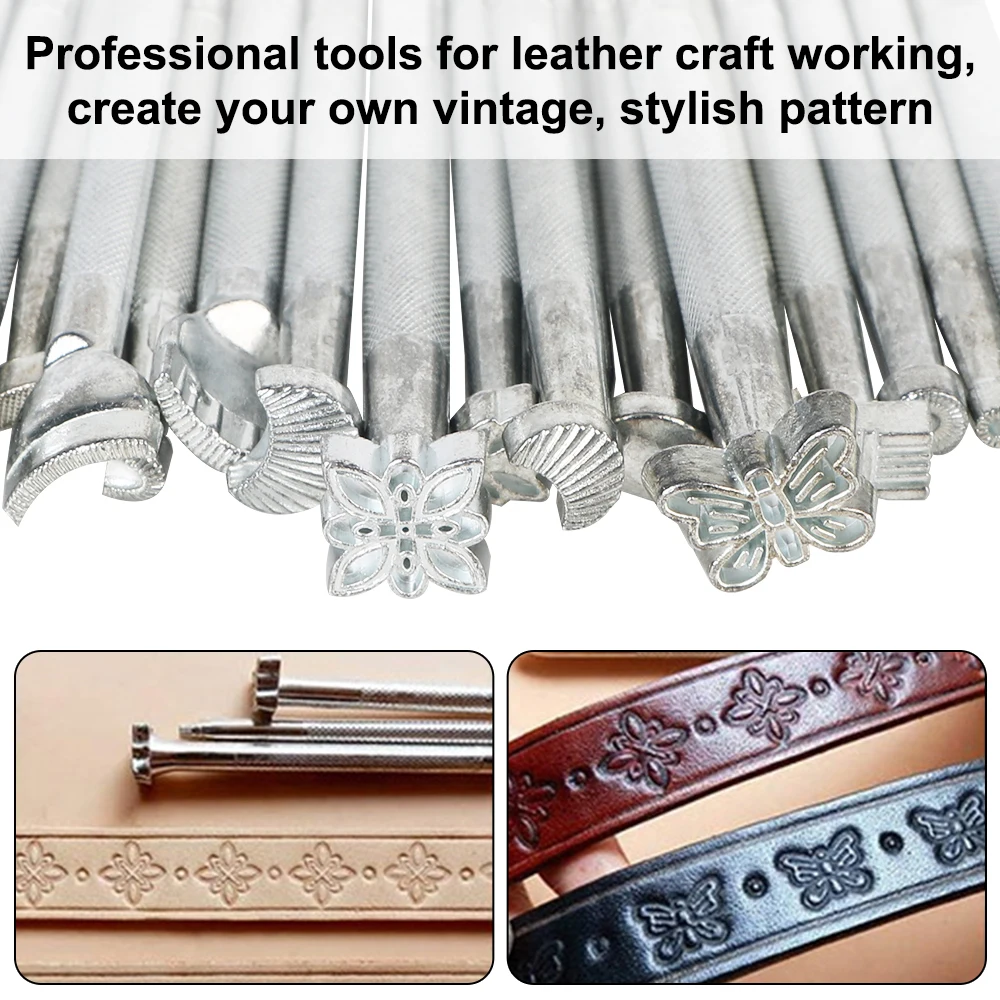 Set di scalpelli per intaglio Accessori per utensili in pelle Scultura che bussa fiori Arti e mestieri Stampa di stencil per intaglio fai-da-te 20 pezzi