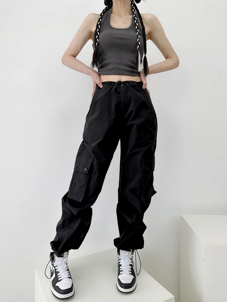 

American Sle Women's Loose Casual Pants with kets Vintage Trousers Straight Leg Long Pants High Waist Polyester Fiber