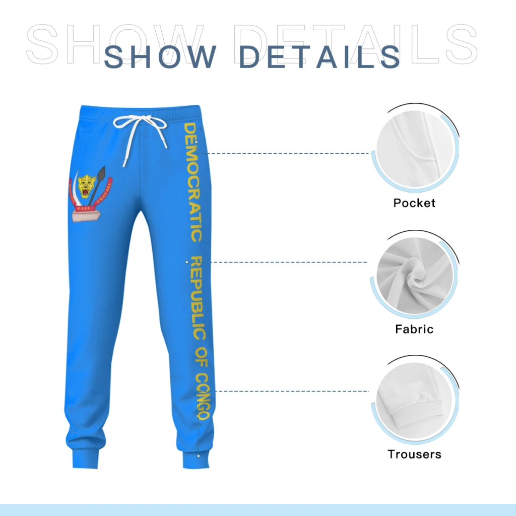 Mens Sweatpants Democratic Republic of Congo Pants with Pockets Joggers Soccer Football Sports Sweat With Drawstring