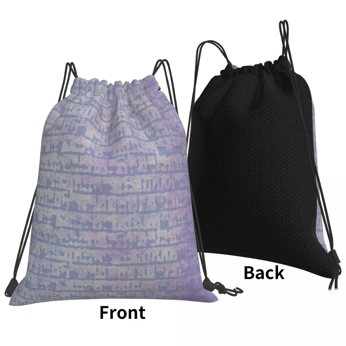 Purple Grunge Stencil Texture Backpacks Fashion Drawstring Bags Sports Bag Book Bags for Travel School