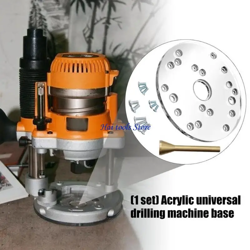 X37E Transparent Milling Machine Router Base Featuring Centering Pin Standardized Mounting Hole For Woodworking Tool
