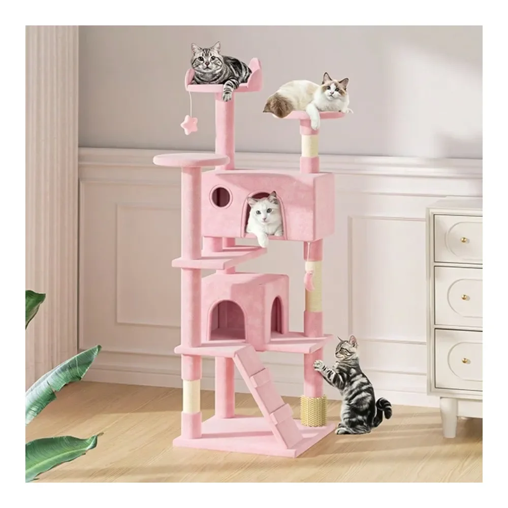 

Tree, 60 Inch Cat Tree Tower With 2 Cat Condo, Cat Tower With ching Post, Cat Climbing Tower, Cat Tree For Indoor Cats