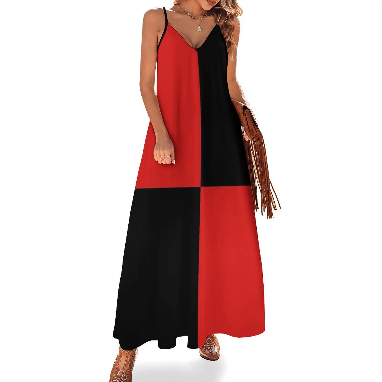 

60s Quadrant Mod Mondrian Red Sleeveless Dress women's dresses luxury Long dresses elegant and pretty women's dresses