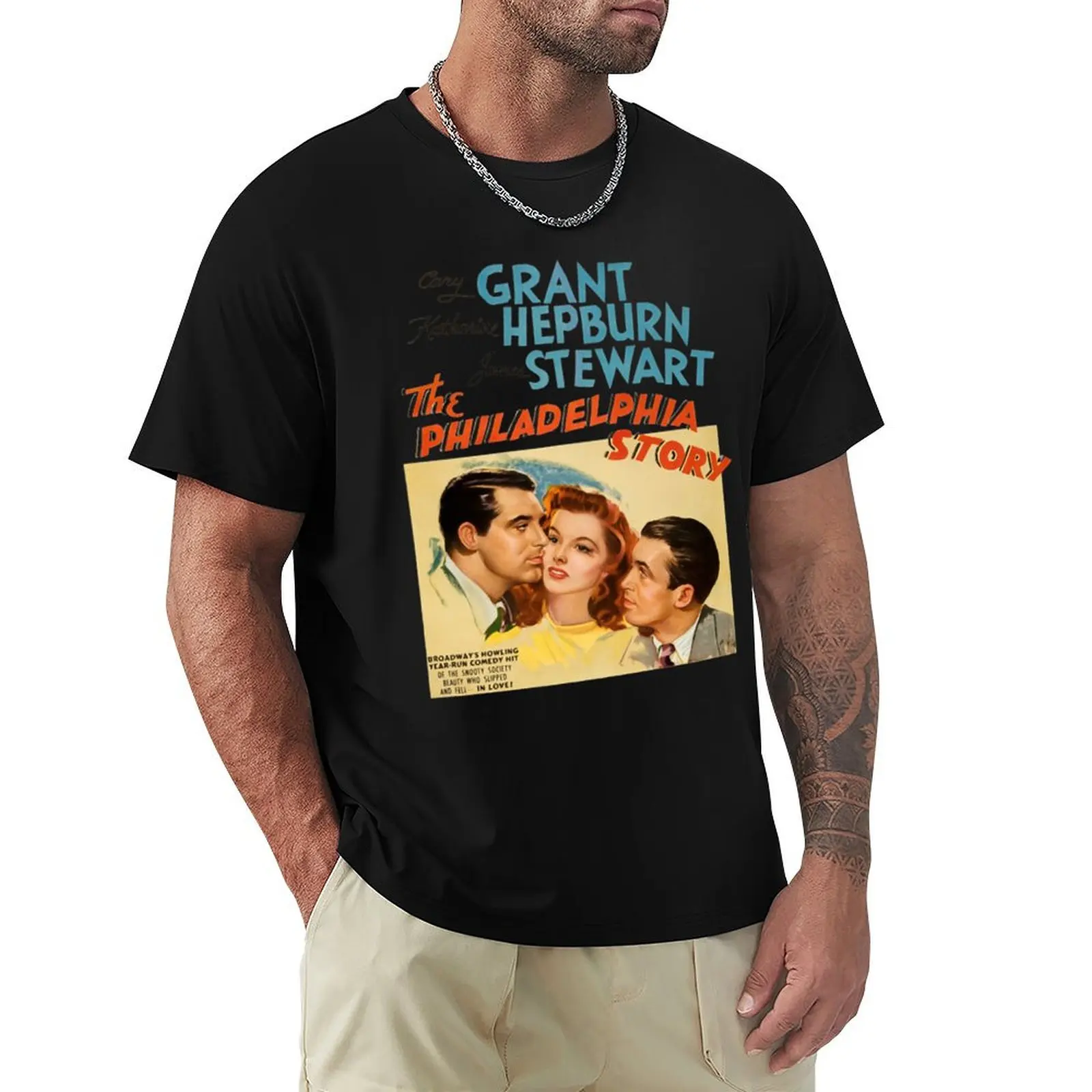 Thé Phíládélphíá Stóry Móvíé Póstér T-Shirt Simple Solid Color Crew Neck Tee