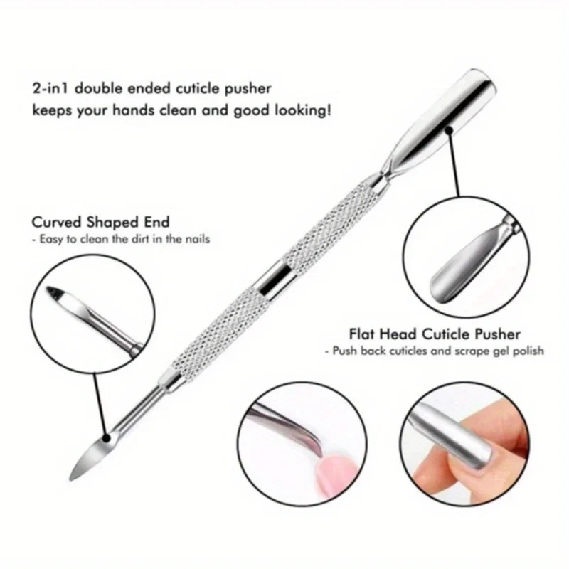 Tijeras cortadoras para decoración de uñas de acero inoxidable, cortaúñas bidireccional, Kit removedor de piel muerta, manicura, herramientas de pedicura, Kit de cuidado de uñas, 3 uds.