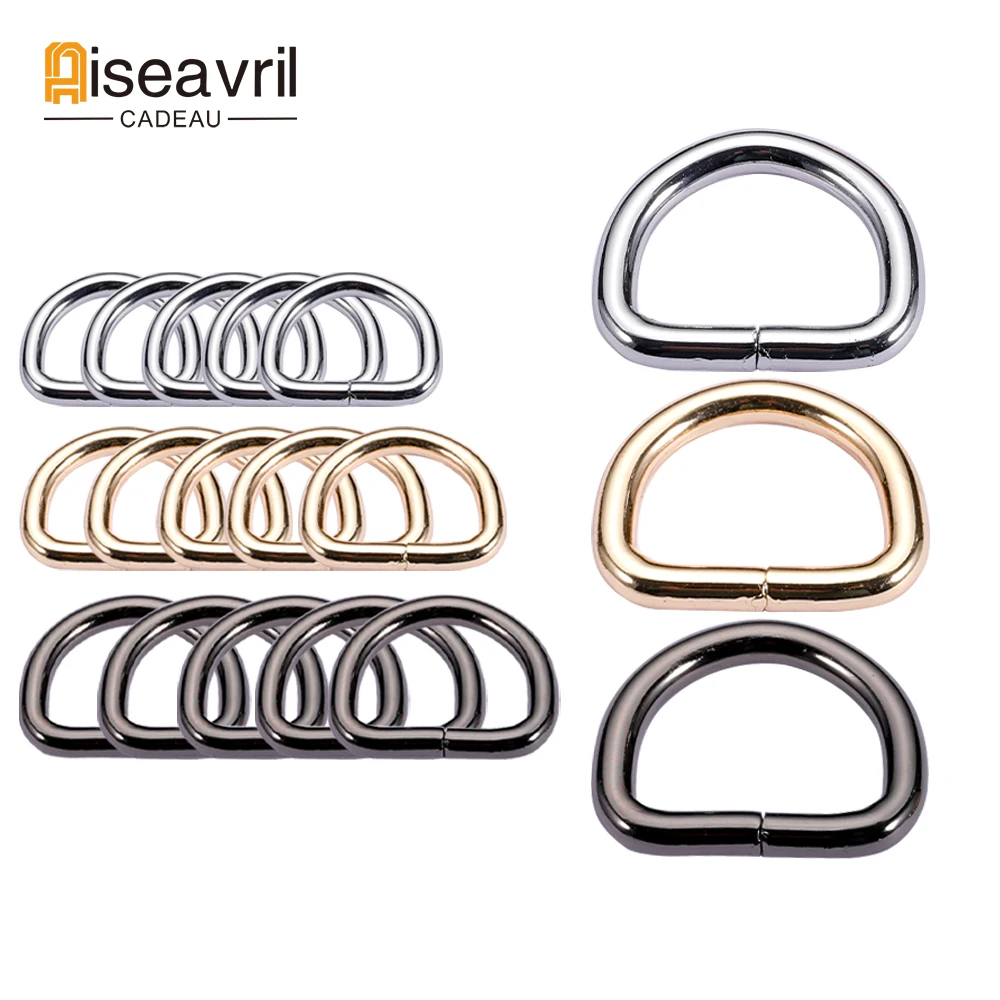 20pcs Metal Non-Welded D Ring Adjustable Buckle For Backpacks Straps shoes Bags Cat Dog Collar D-shaped Buckles DIY Accessories