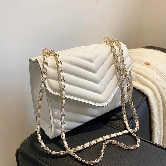 Damska modna retro torebka crossbody na jedno ramię, mała kwadratowa torebka, prosta damska torebka crossbody na łańcuszku.