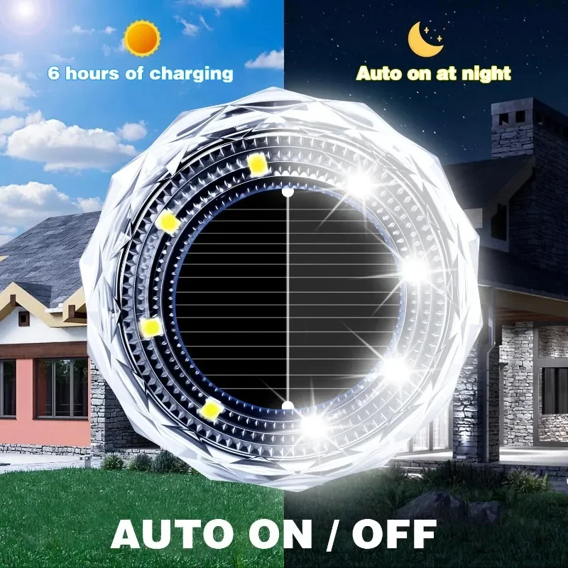 ZWINCKY 1 Confezione di Luci Solari per Esterni 8LED Disco Lampada Sotterranea Faretto Luce Solare Sepolta per la Decorazione del Giardino Domestico Prato Cortile