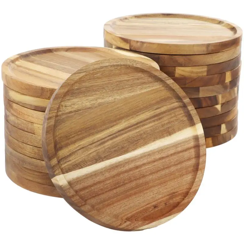 20Pcs/Set Acacia Wood Plates 7.9