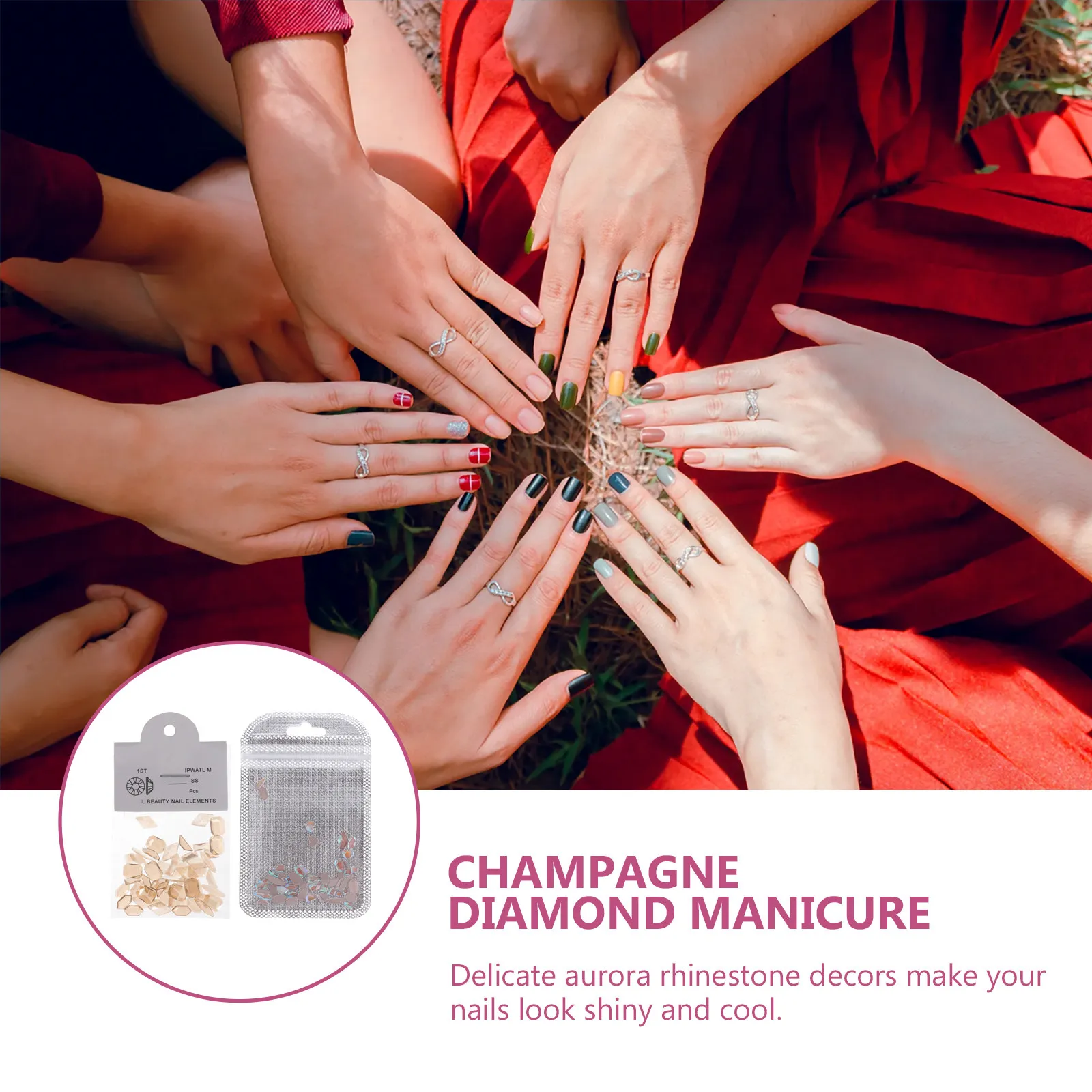 عبوتان من أحجار الراين المسطحة لتزيين الأظافر، إكسسوارات تزيين الأظافر بنفسك