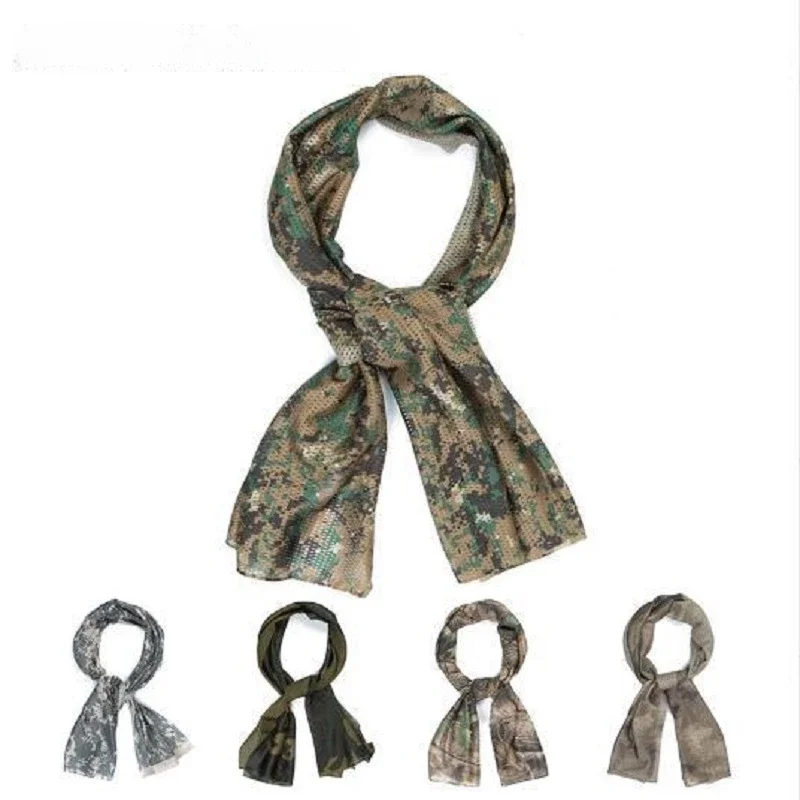 Tactical Camouflage Scarf for Men Women Mesh Square Breathable Headband Head Scarf Multifunction Cycling Bandanas