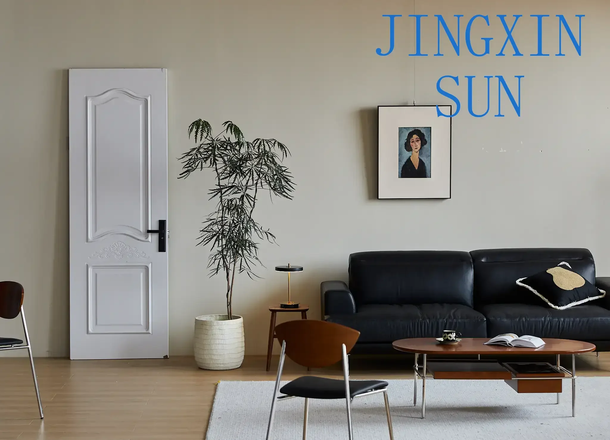 -Living Room Love Seat 2 Seaters Modern Black Leather Sofa Indoor for Loft Compact Apartment