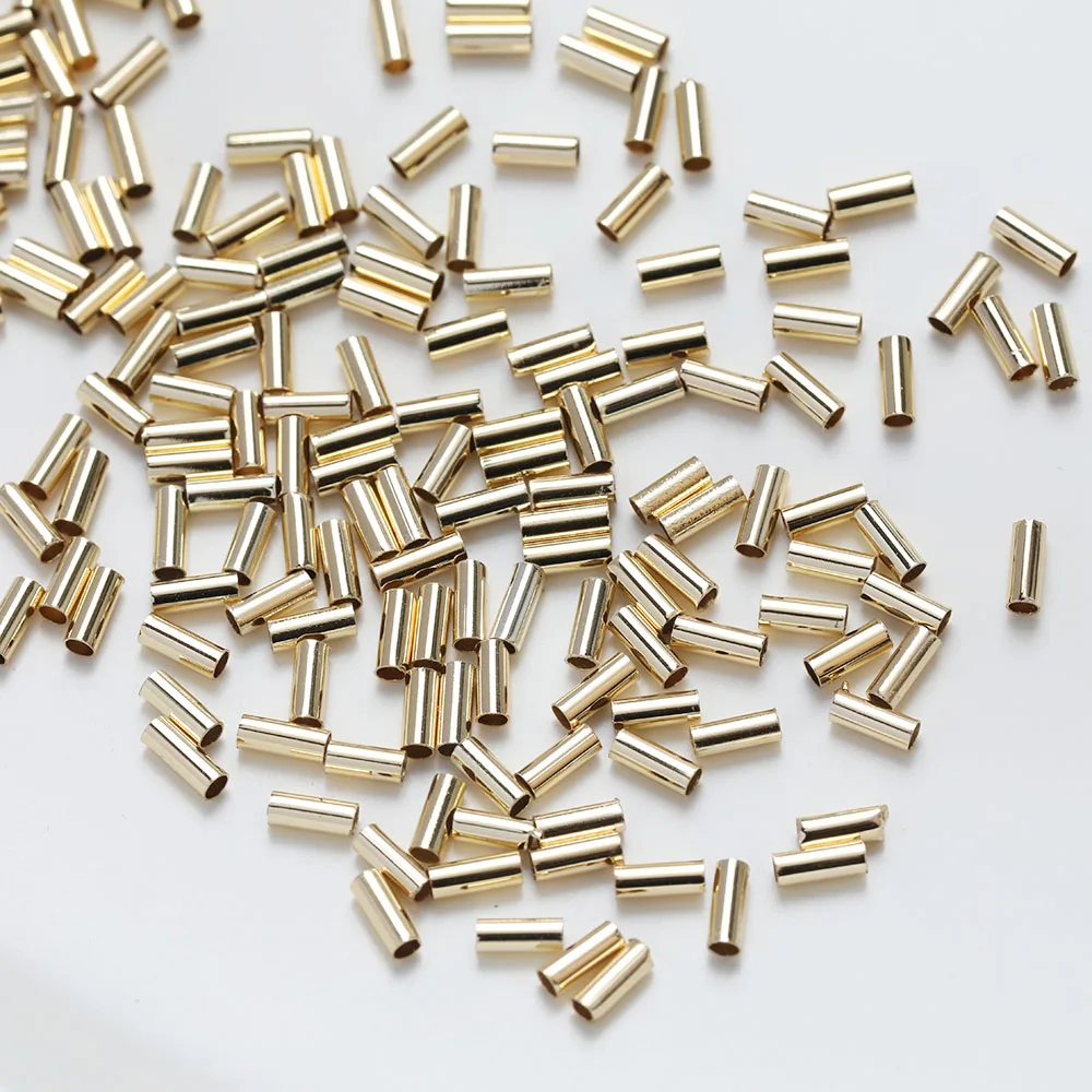 20PCS 14K Gold Plated Brass Tube Copper Positioning Tube Necklace Bracelet DIY Making Supplies Jewelry Material Accessories