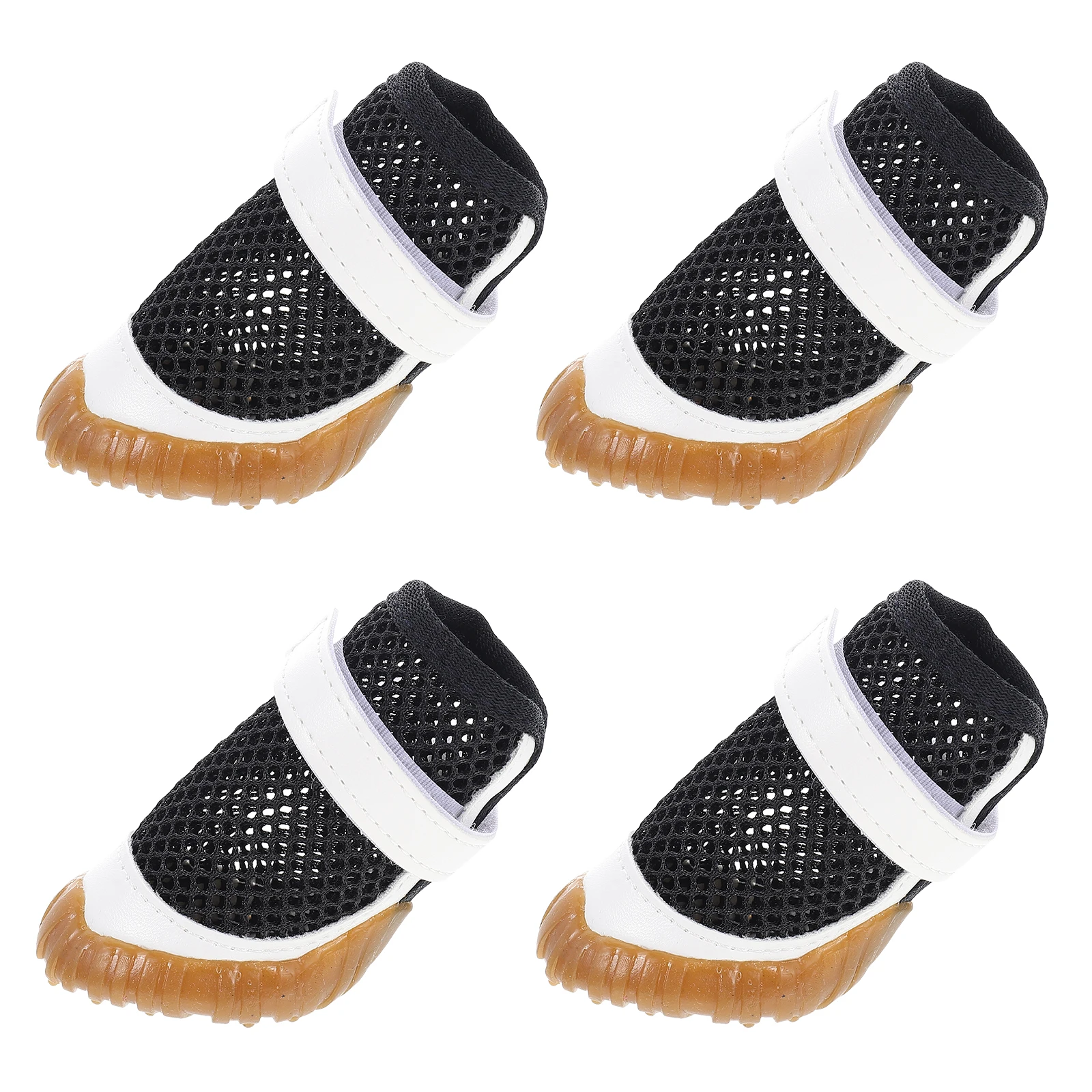 

4pcs Summer Pet Shoes PVC Adjustable Breathable Mesh Dog Boots Small Dogs Paw Protectors Non Slip Design Cooling Hollow Dog