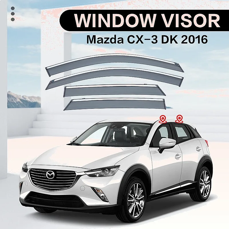 

For MAZDA CX-3 KD 2016+ Car Window Visor Rain Sun Shade Side Window Deflector Auto Accessories
