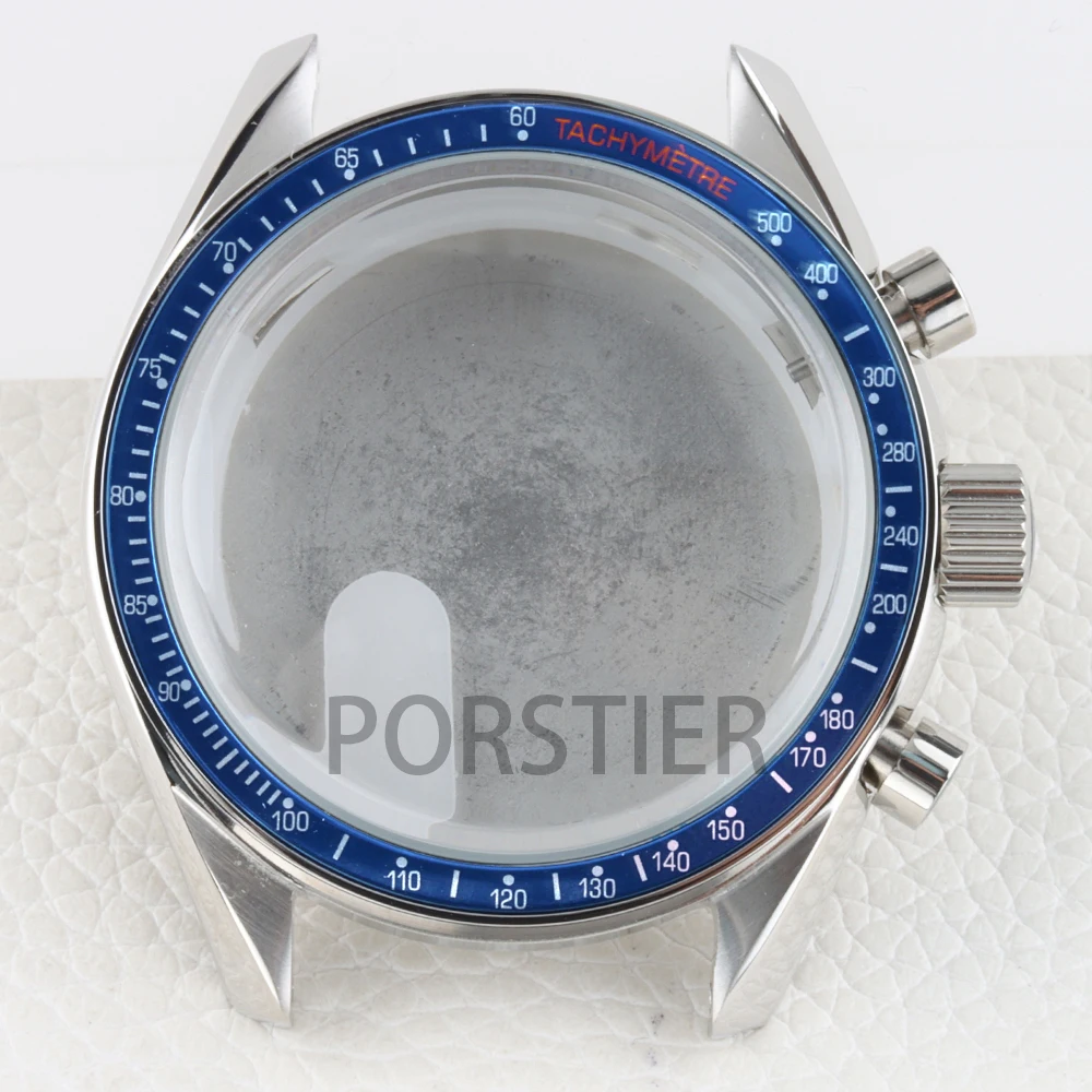 VK63 40mm Watch Case Moon Pattern Case Back 316L Steel 10ATM Waterproof for Seiko VK63 VK64 Movement Chronograph 32.5mm Dial