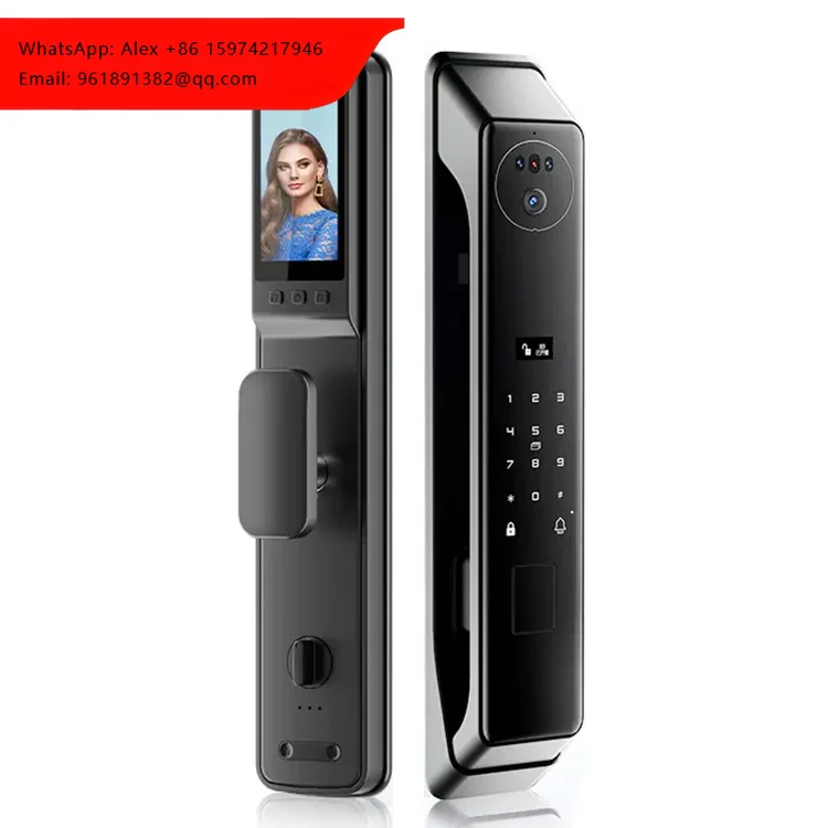 

OEM Video Security Home Electronics Mortise Latch Doors Handle With Locks & Keys Wifi Camera 3d Face Recognition For Front Door
